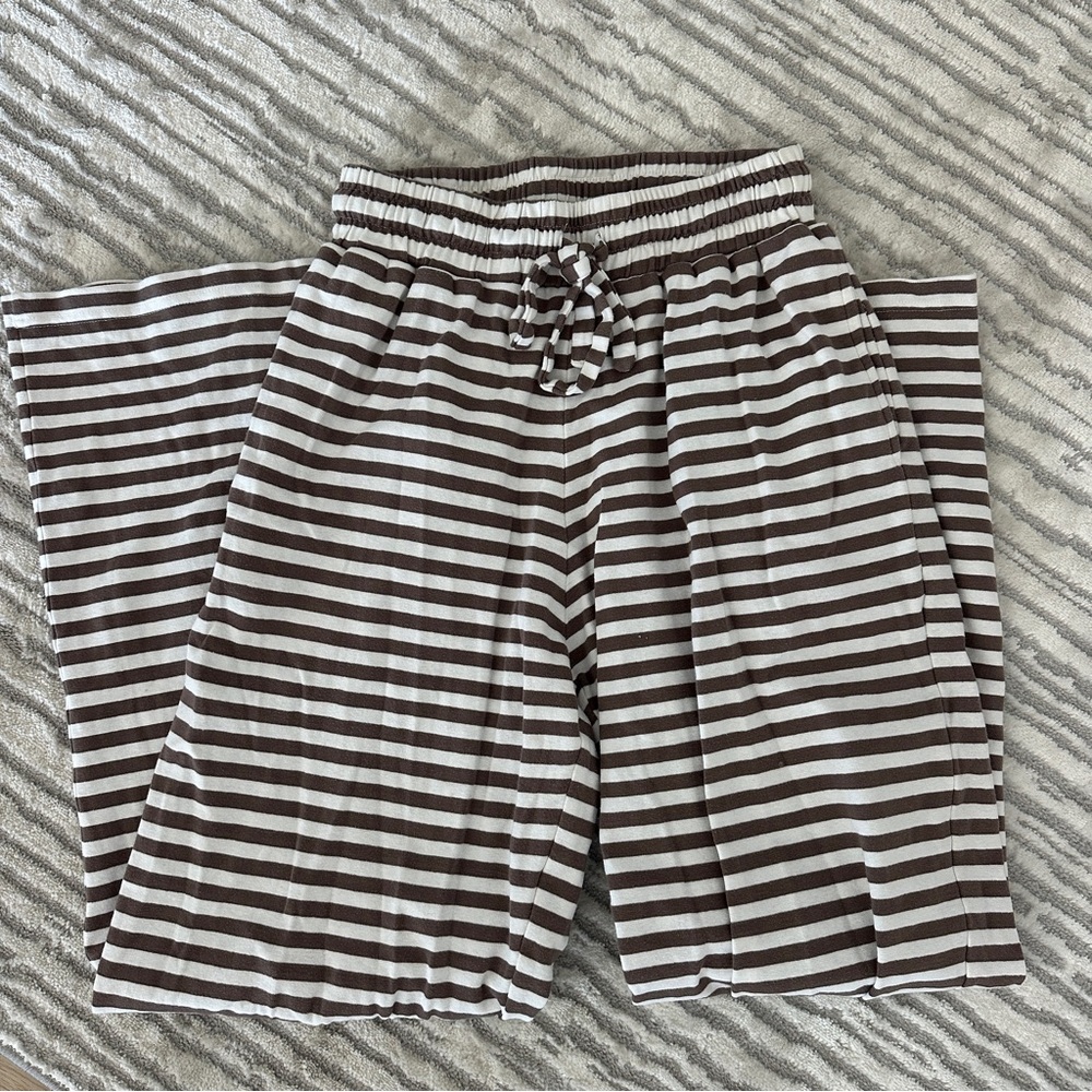 Daily Drills Brown and White Striped Pants